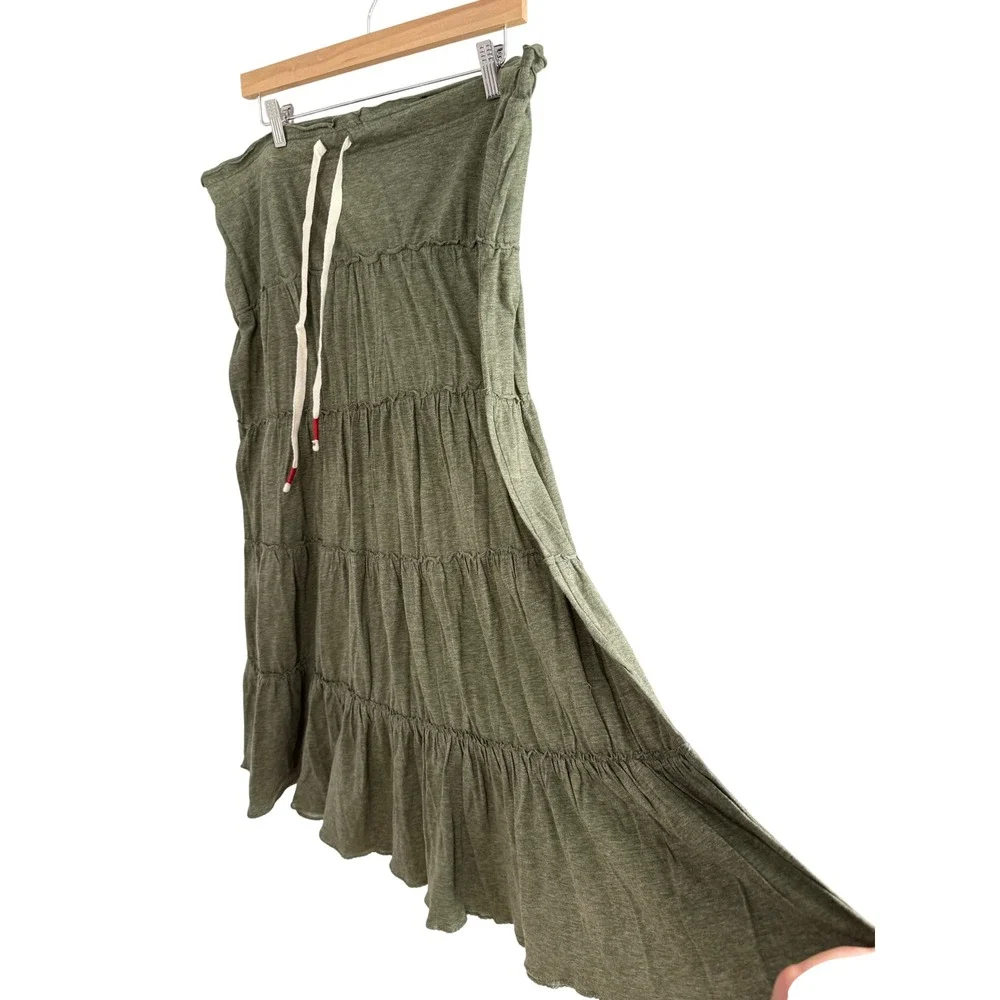 NWT American Eagle Tiered Midi Skirt Size XL Olive Green Boho